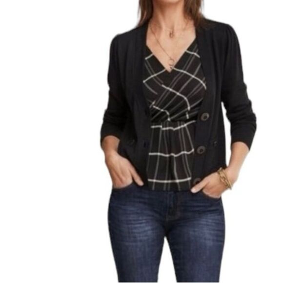 CAbi Black and White Check Crossover Cami. - Picture 5 of 7